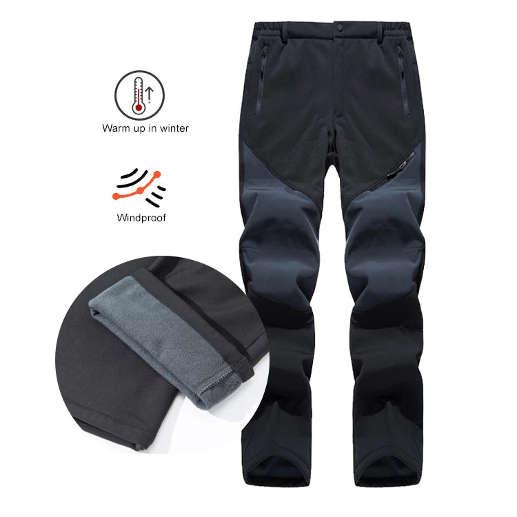 Men's Skiing Pants Hiking Fleece Lined Waterproof Winter Keep Warm Camping Trekking  Outdoor Work Hunting Trousers