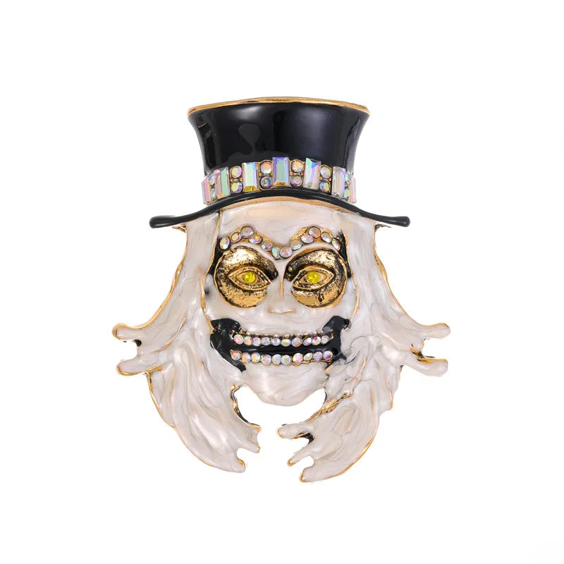 Halloween Witch Hat Brooch Terror Ghost Wizard Pin Metal Rhinestones Accessories For Men And Women Jewelry Gifts Wholesale