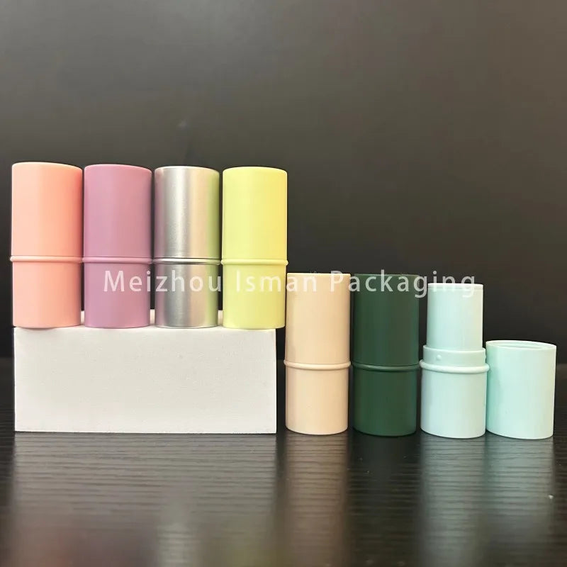 50Pcs Newest Refillable Fat 6g Matte Pink Cheek Lip Balm Packaging Foundation Stick Container Eyeshadow Concealer Stick Tubes
