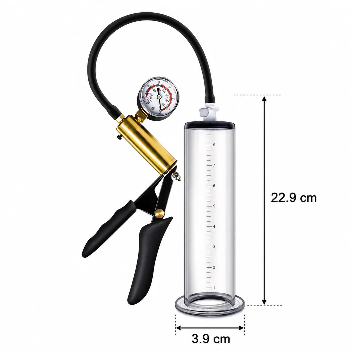 Men Adjustable Vacuum Training Kit with Transparent Acrylic Cylinder, Metal Pressure Dial, and Hand Pump for Home Use