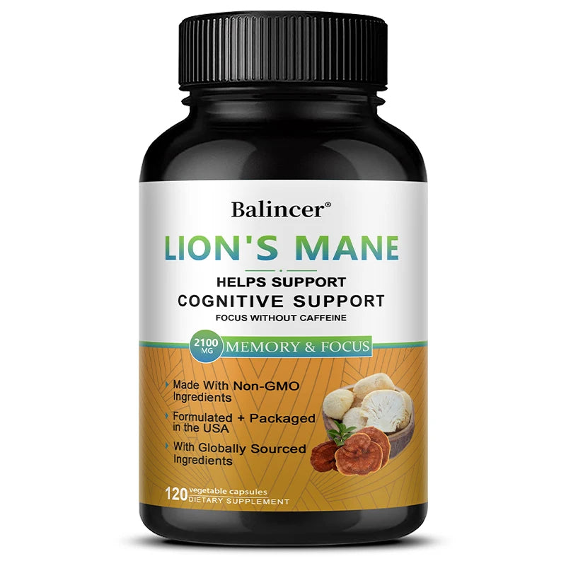 Mushroom Complex Capsules - Lions Mane Cordyceps Reishi, Brain & Immune Support, Nootropic for Focus/Memory, Stress Relief