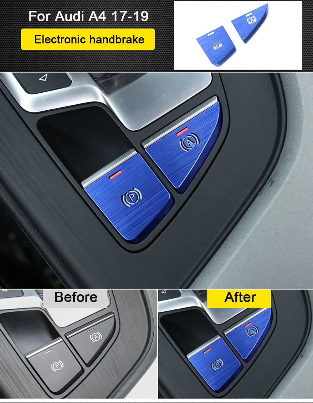Car Decal Central Handbrake A P Buttons Decorative Panel Covers Stickers Trim For Audi A4 B9 Interior Auto Accessories Goods
