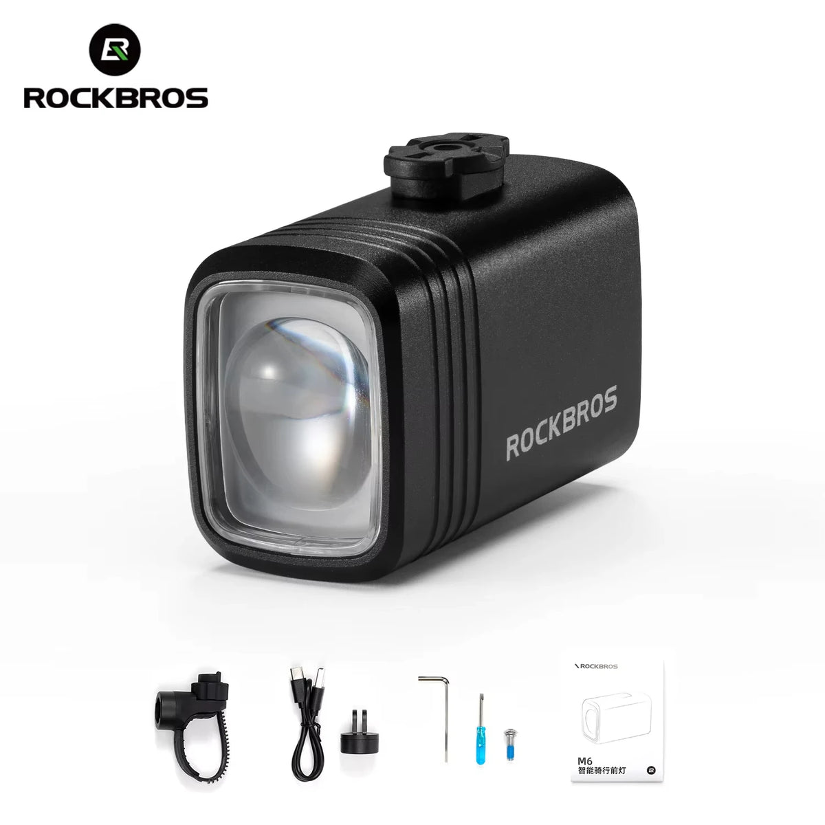 ROCKBROS 1000LM Bike Light Bicycle Front Light Type-C Headlight Smart Power Display Screen MTB Road Cycling Flash Highlight