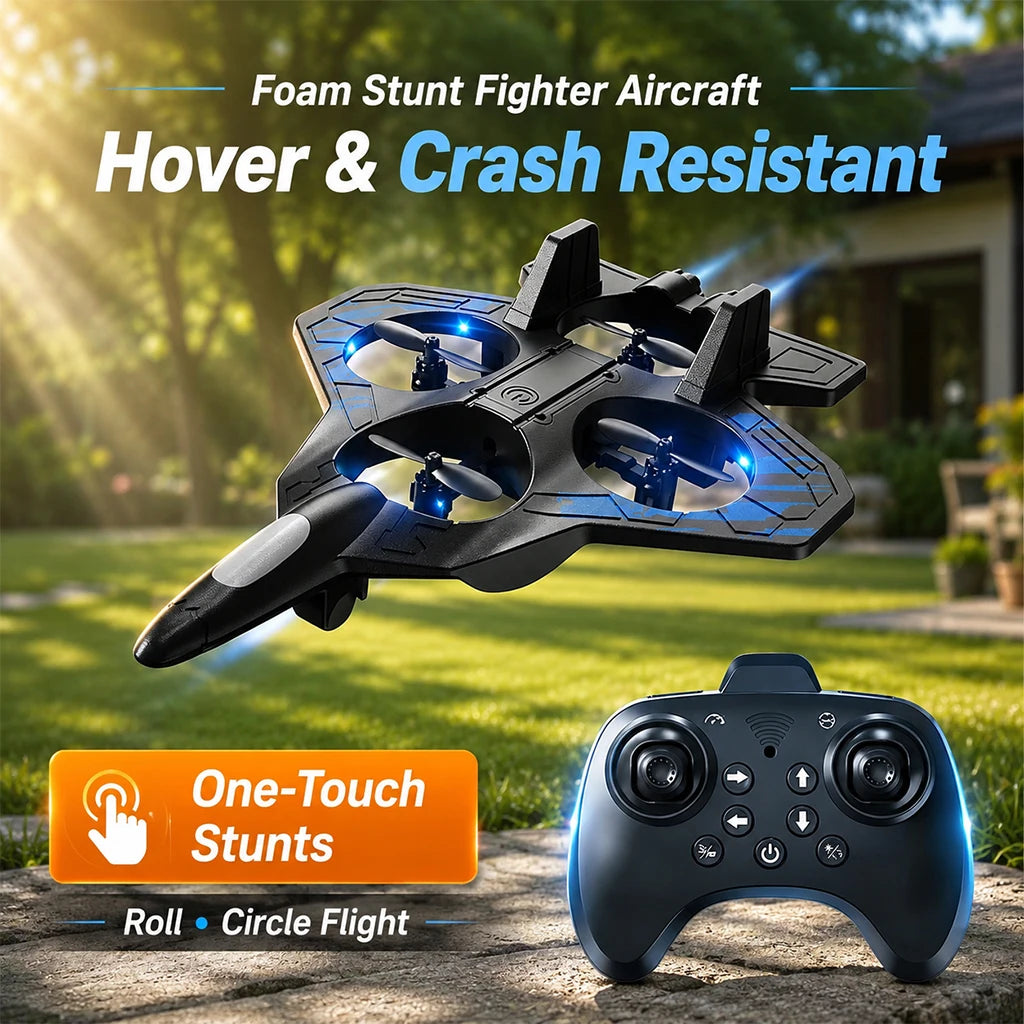ZNLYRION YL87 EPP Foam Fighter RC Plane Fixed Altitude Hover LED Light 360 Stunt Roll Impact Resistant Kids Toy Drone