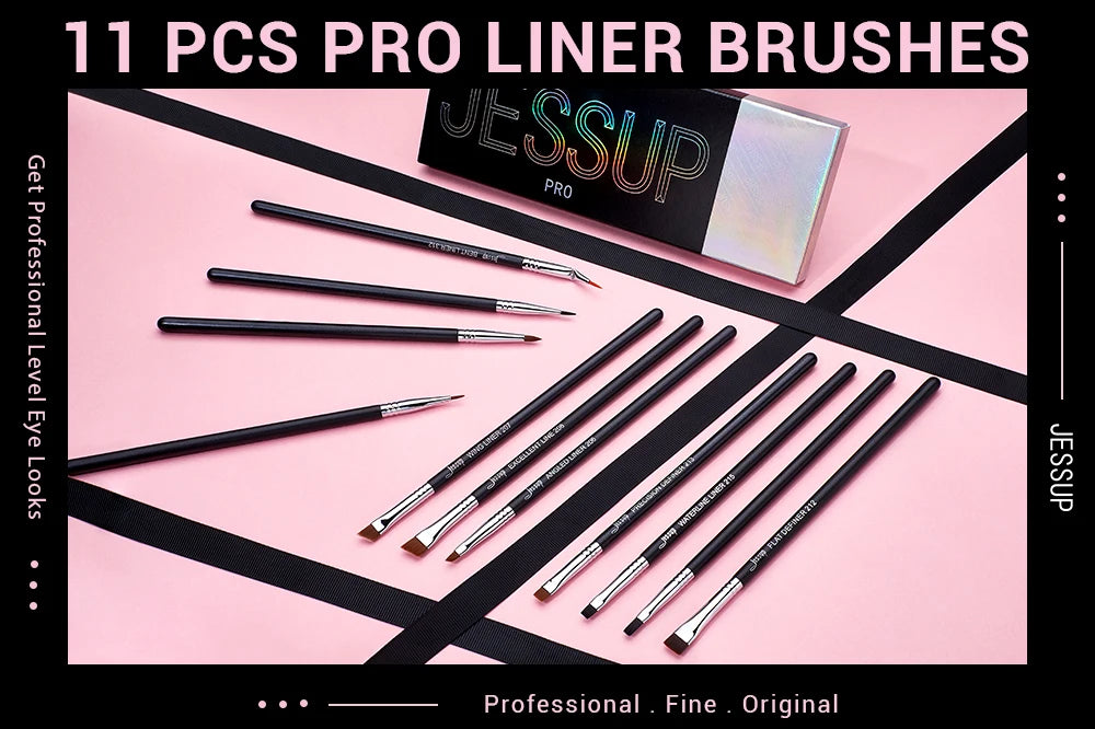Jessup Eyeliner Brush Makeup Thin Bent Precision Angled Flat Definer Ultra Fine Pencil Precision Synthetic S151