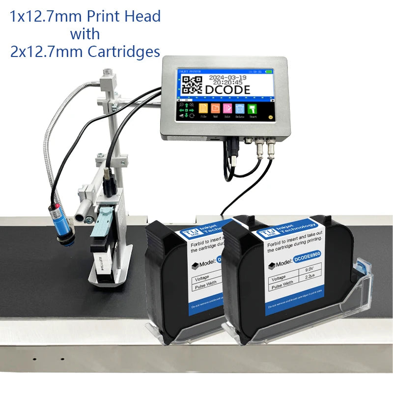 DCODE 170PLUS 7-inch IPS TIJ Industrial Online Inkjet Printer 12.7mm Text QR Barcode Batch Number Logo Date Label Glass Printer