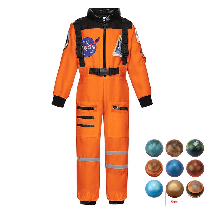 Kids Astronaut Costume Space Suit Halloween Cosplay Space Explorer Performance Children's Jumpsuit Spaceman Boys Girls Outfits