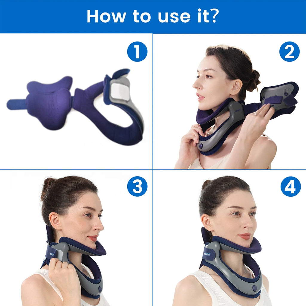 VELPEAU Neck Traction Device for Spine Pressure and Pain, Adjustable Neck Stretcher, Cervical Posture Corrector