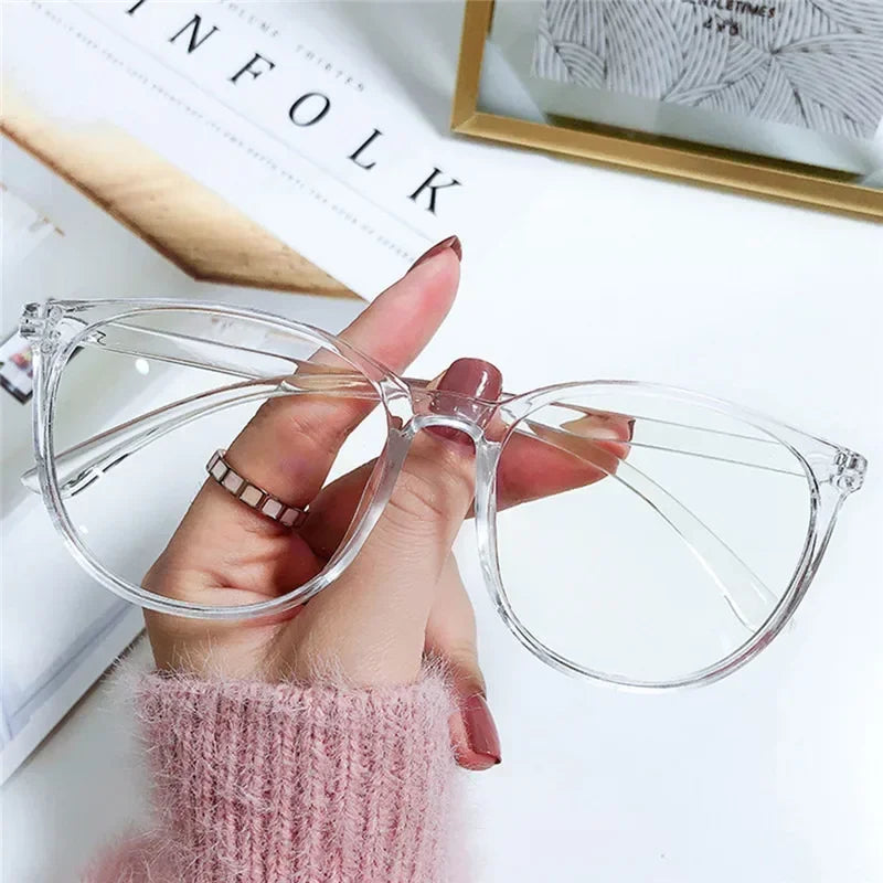 Transparent Computer Plano Glasses Round Frame for Women Men Anti Blue Light Clear Eyewear Blocking Optical Spectacle Eyeglasses