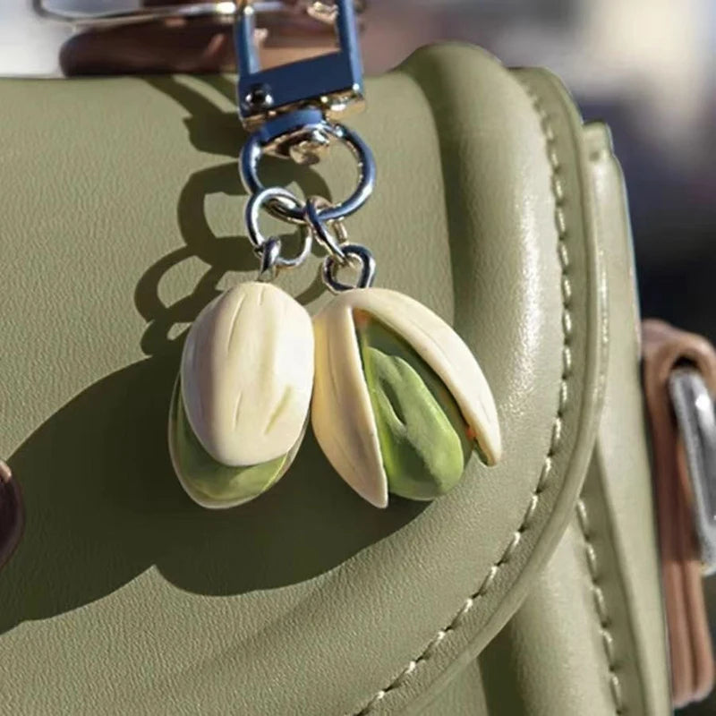1:1 Pistachio Keychain Creative Food Series Personality Backpack Pendant for Women Men Cute Lady Pendant Trinket Simulation Food