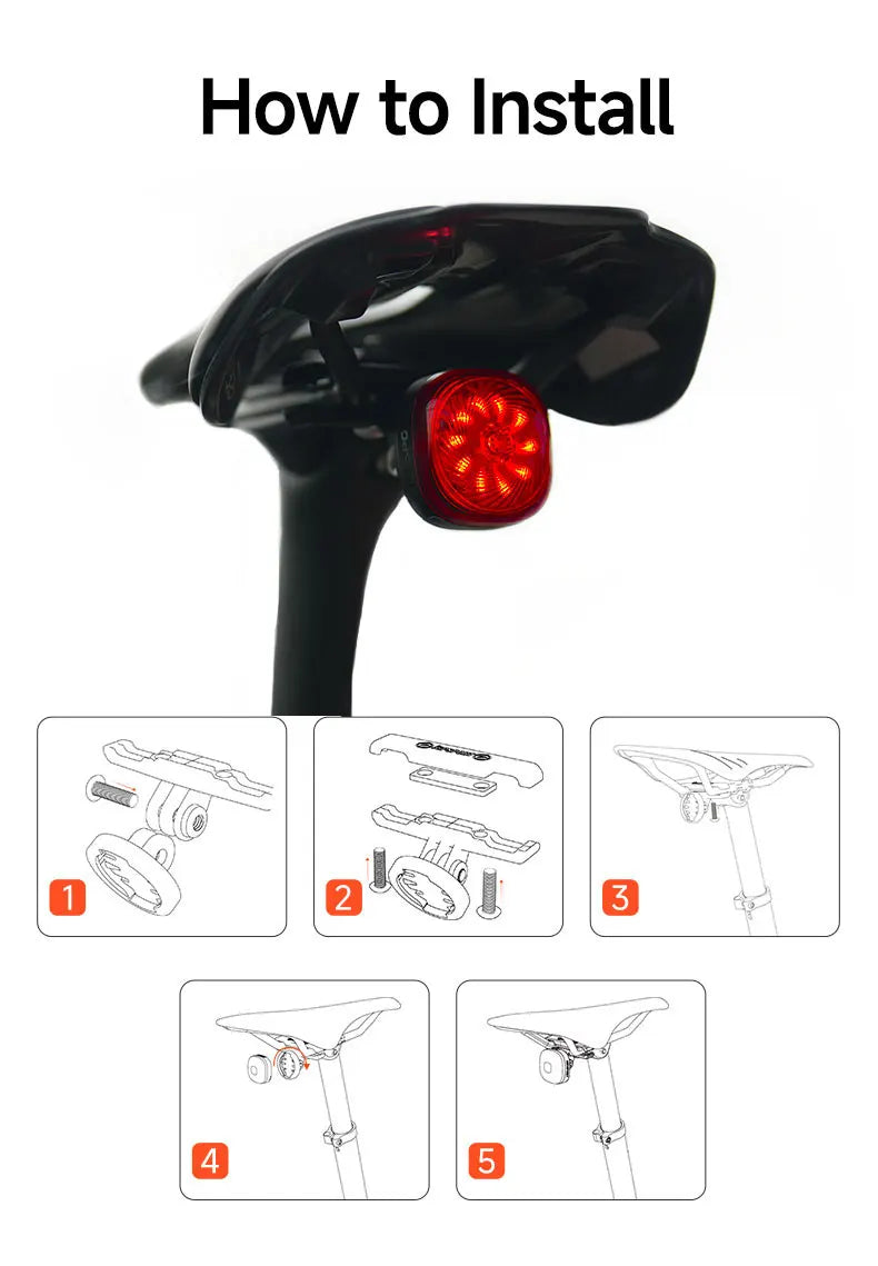 iGPSPORT TL50 Bike Tail Light Rear Bike Light Di2 Control 6 Light Mode Automatic Brake Sensing USB Rechargeable