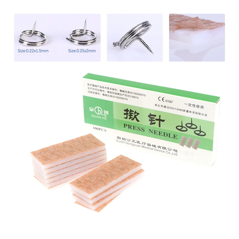 100Pcs/box Multi-Condition Ear Seed Acupressure Kit Disposable Press Needle Ear Seeds Acupuncture Vaccaria Plaster Bean Massagee