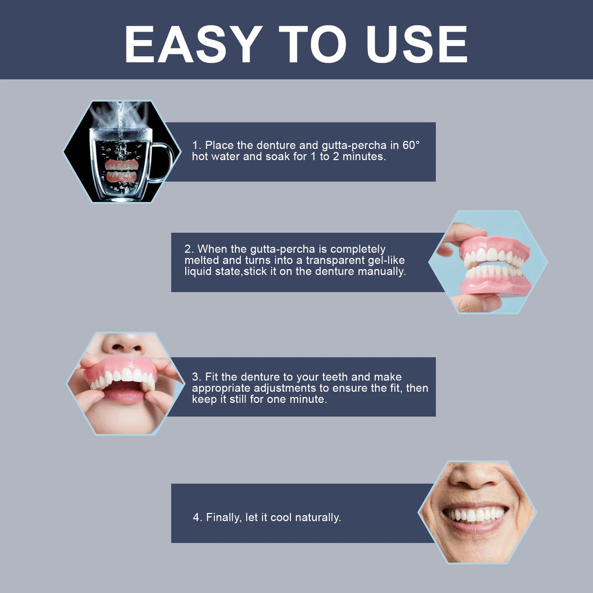 New Denture Silicone Kit - Soft Kit Teeth Upper And Lower Set - Silicone Liners Soft Denture Kit - Easy Use