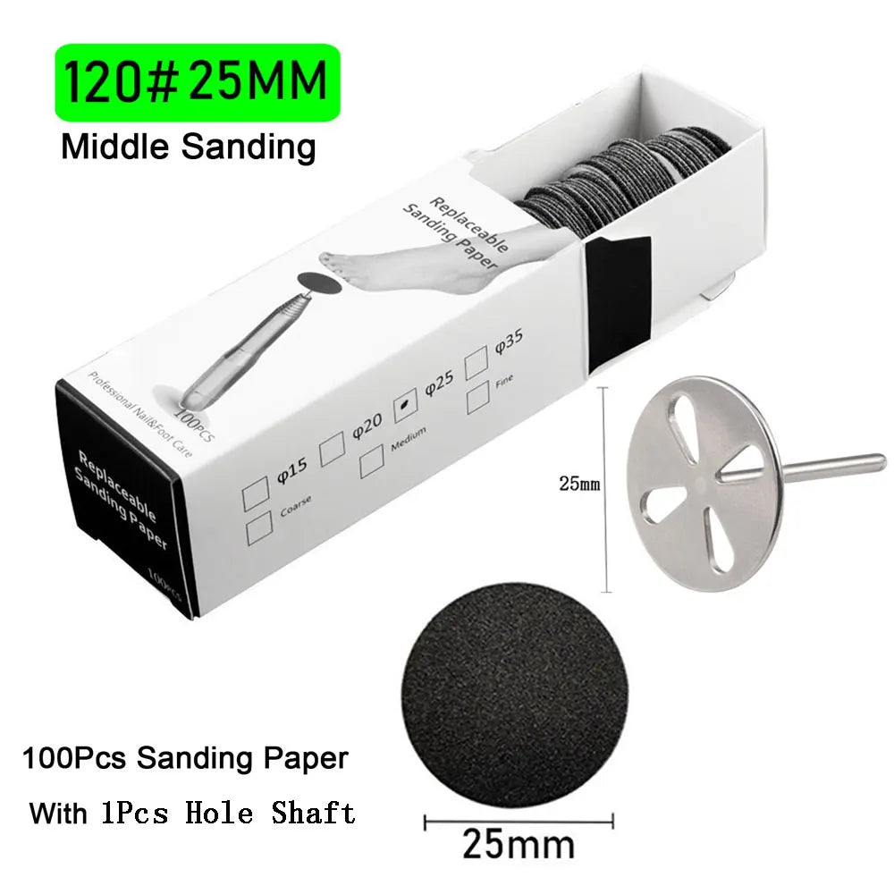 100Pcs Sandpaper With Metal Nozzle For Foot Files Dead Skin Callus Remove Tool Cuticle Pedicure Tool Sanding Paper Set