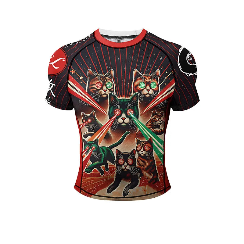 New No Gi BJJ Shirts Jiu Jitsu Kickboxing Training Rashguard With Hem Rubber Polyester Spandex Compression Sports Gym Blouses