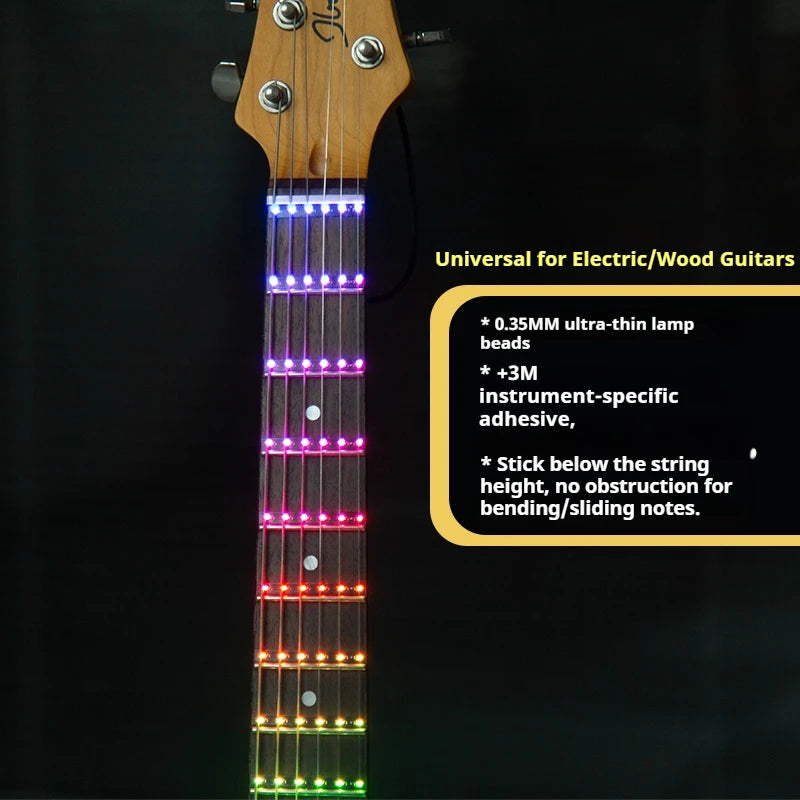 Guitar Fretboard Light with 12 Lighting Modes,Scale Learning System&Rhythm Sync for Party,Street Performance,Live Streaming
