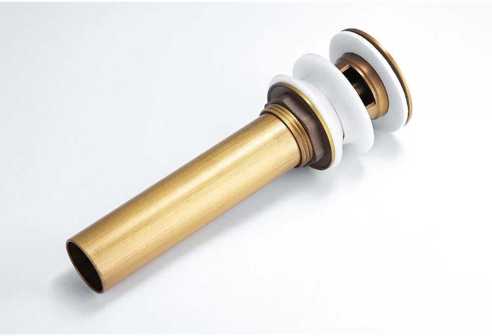 Antique Brass Pop Up Drain Bathroom Sink Push Down Pop Up Stopper Drain Washbasin Accessoires Plug Cover Waste Pipe Drainer