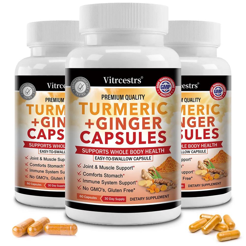 High Strength Turmeric Ginger Capsules, Pure Turmeric Curcumin with Ginger, Joint Health, Antioxidant Digestive & Immune Support