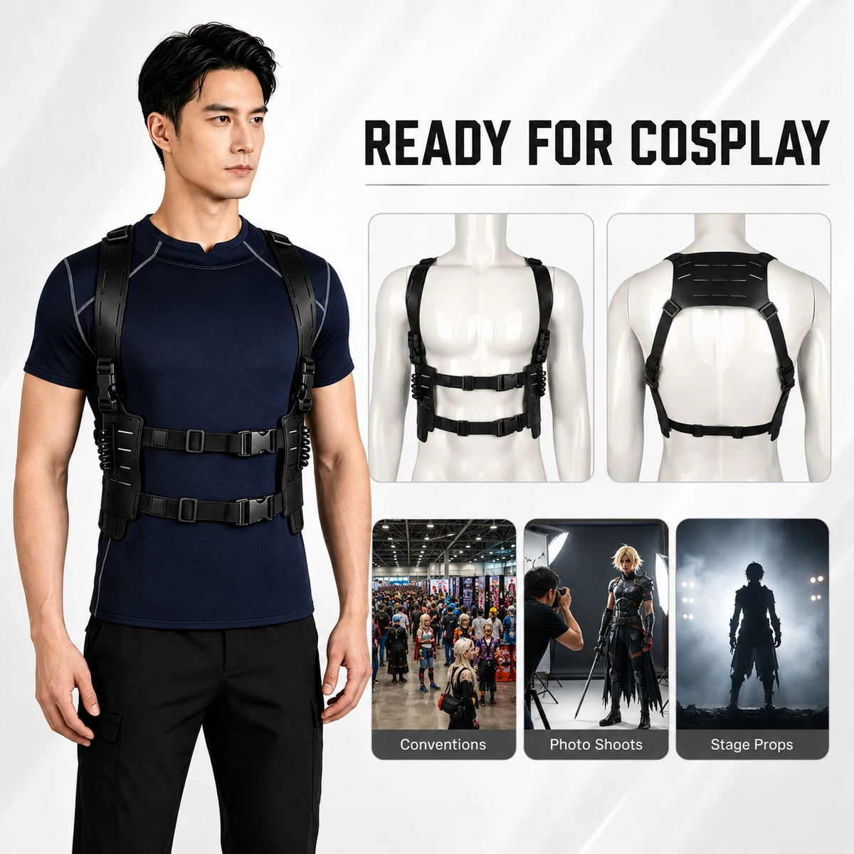 Tactical Shoulder Harness Residenttttt Evil Requiem Leon S. Kennedy Cosplay Gear for Halloween Costume Airsoft Wargame Accessory