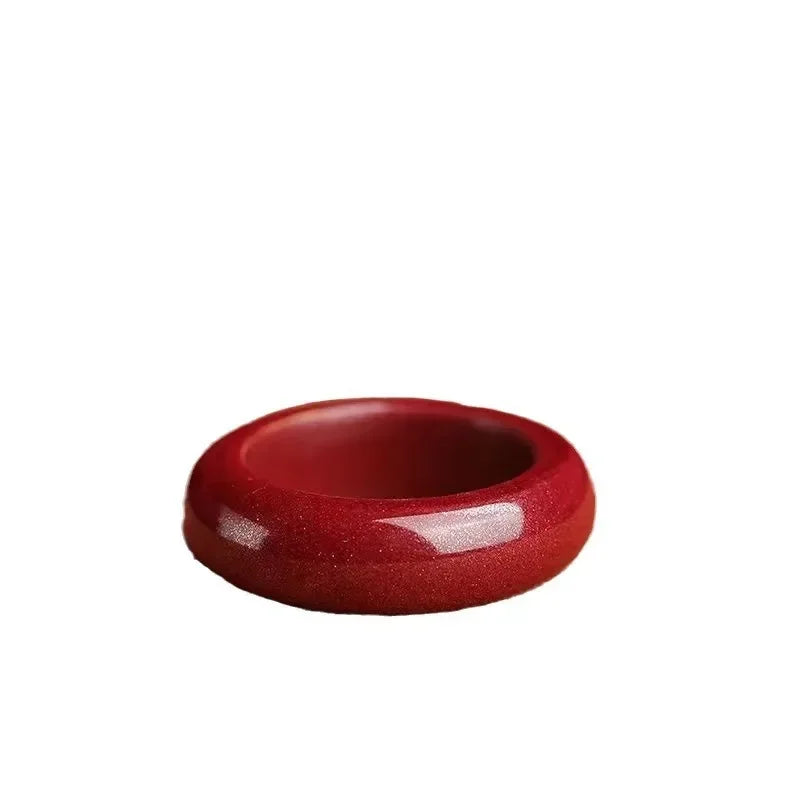 Cinnabar Ring, Purple Gold Sand Plain Circle, Male and Female Natal Year, Red Ring