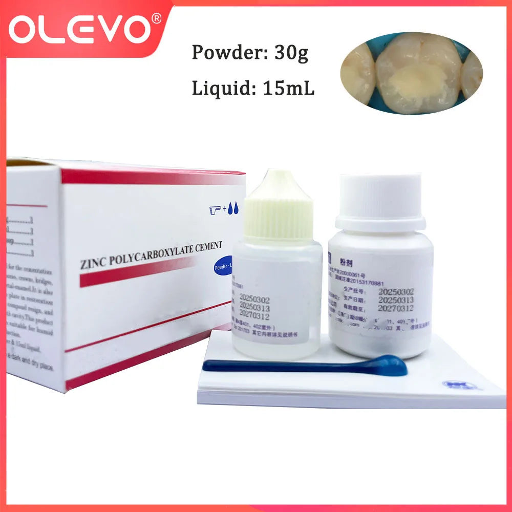 Dental Zinc Polycarboxylate Cement for Teeth Crown Bridge Super Extra Strong Adhesive Dentistry Prosthesis Materials 30g+15ml