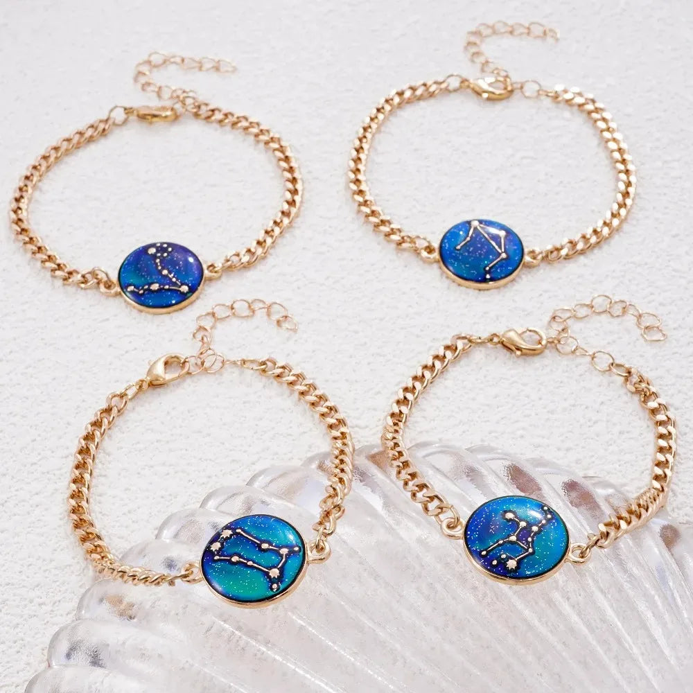 Zodiac Bracelet for Women 12 Constellation Sign Bracelet Color Changing Bracelet Temperature Sensing Mood Jewelry
