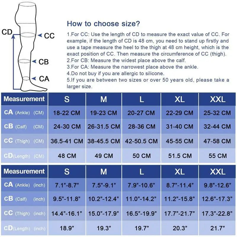 20-30mmHg Thigh High Compression Stockings Closed Toe Socks Women Men Varicose Veins Socks Leg Brace Compression Sleeves