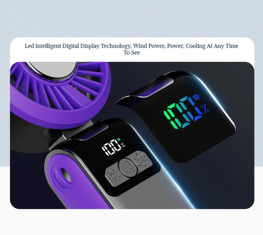 Handheld Folding Semiconductor Digital Display Desktop Fan Cooling Superconductor Ice Compress Handheld Fan One-Button Outdoor
