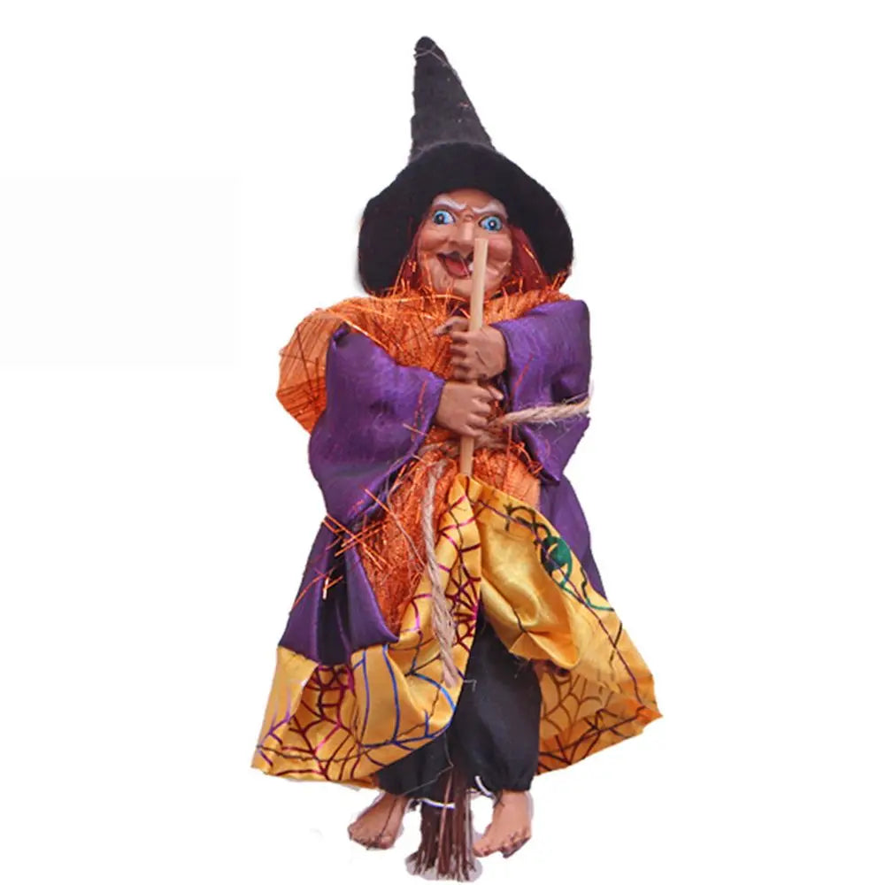 1pc Halloween Ghost Festival Witch Figurine Hanging Doll DIY Decor Pendant Ornaments for Party Haunted House Props Garden Decor