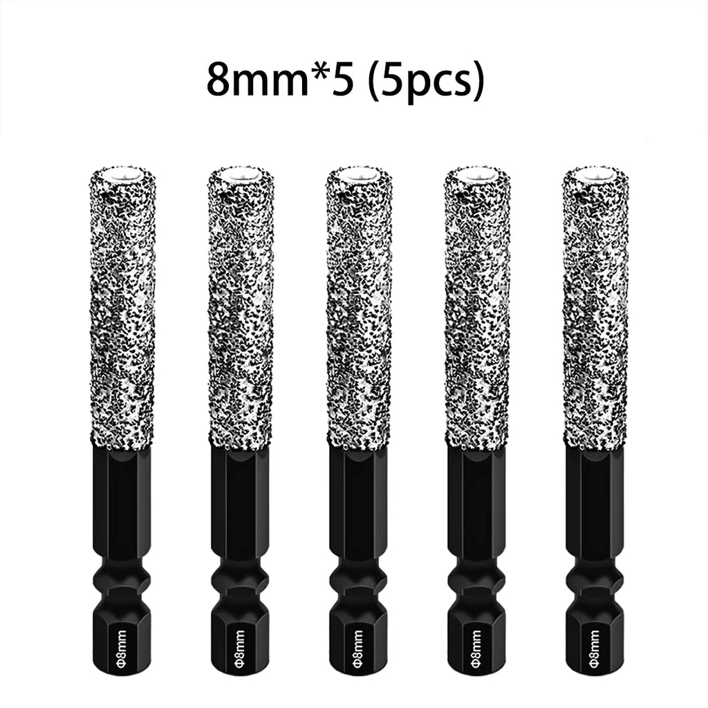 5Pcs 6-12mm Dry Drill M14 Thread Brazing Hole Saw Set For Drilling Holes Porcelain Tiles Marble Vitrified Tile Drill Bits Tools