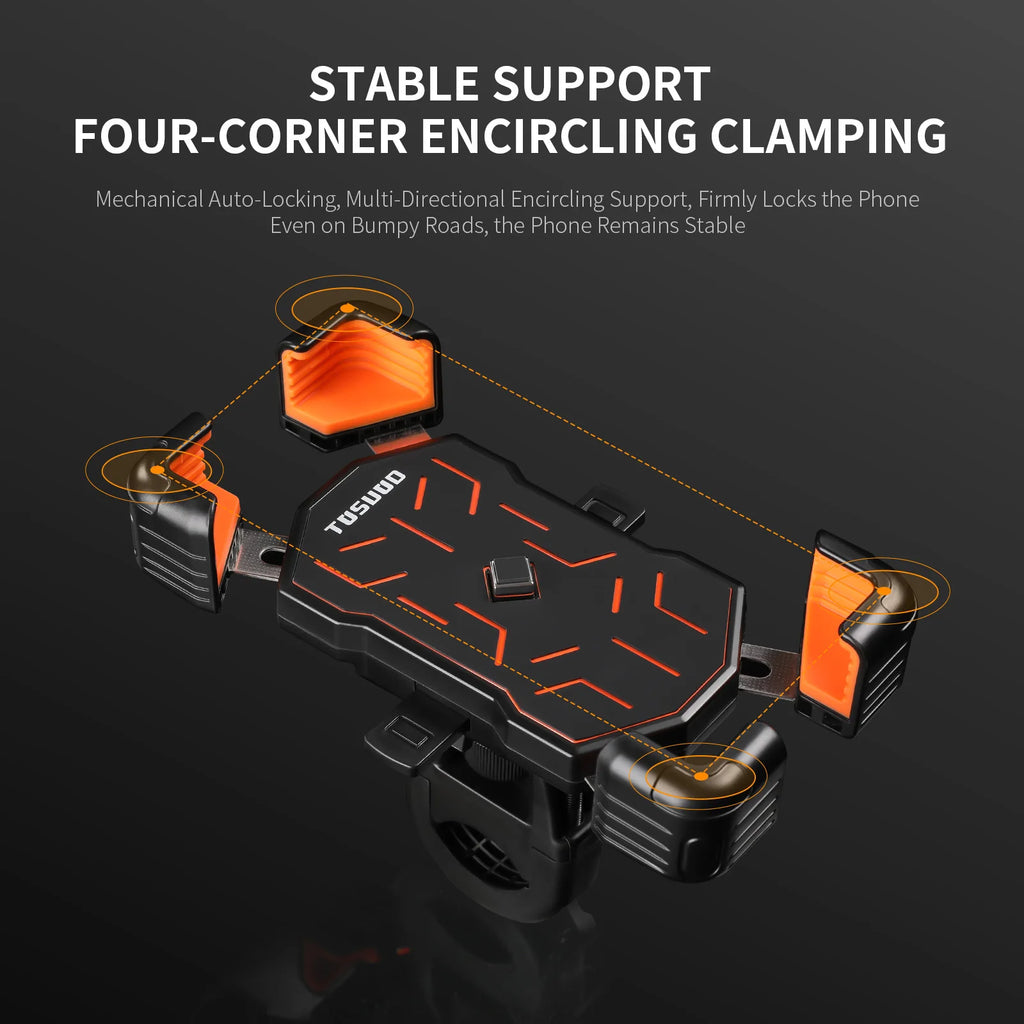 TOSUOD Bike Handlebar Phone Holder Automatic Locking One-Button Opening And Closing Bicycle Mobile Phone Stand