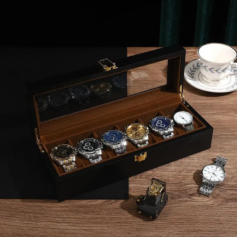Luxury Handmade Wood 6/10/12Grids  Watch Clock Box for Men's and Women's Jewelry Storage Packaging Box Watch Organizer Display
