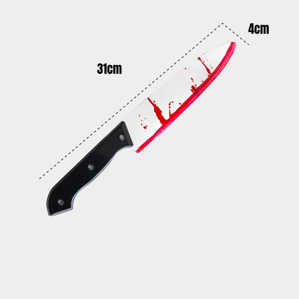Halloween realistic props - blood-spreading axes, chainsaws, plastic knives for costumes, party cosplay props