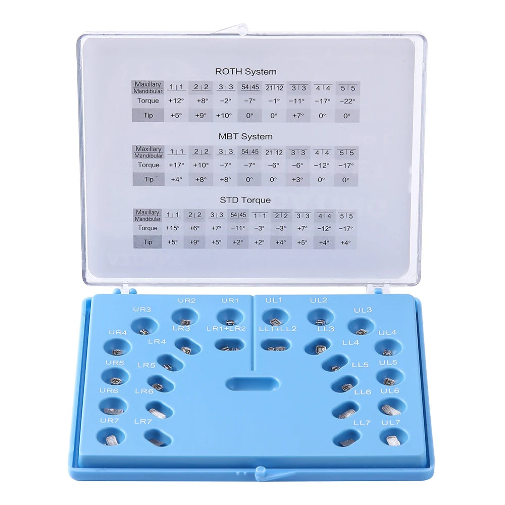 AZDENT Dental Orthodontic Brackets Self-Ligating Braces Inserted Crimpable Movable Hooks Auxiliary Hole Buccal Tube 28pcs/Box