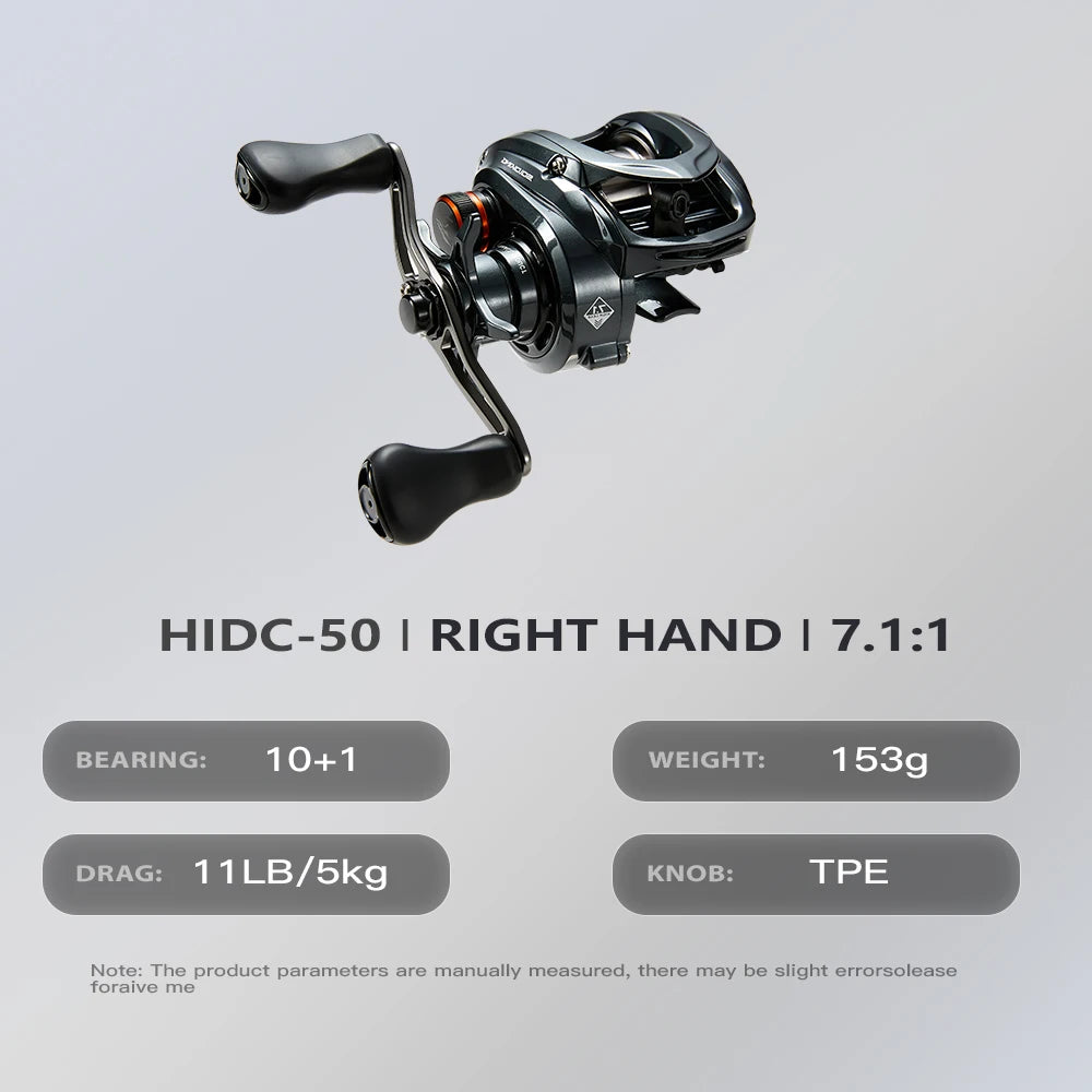 Soloking HIDC DC 152g Carbon Baitcasting Fishing Reel 7.1:1 Longcast BFS 10+1 BB Digital Control Baitcaster Reel Max Drag 5kg