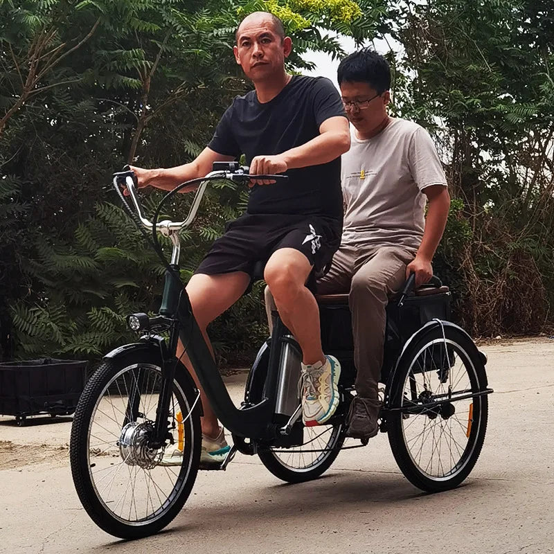 24" Adult Electric Tricycle 36V12Ah Lithium 350W Shimano 7-Speed LCD Disc Brake 120KG Load Foldable Cargo 3 Wheel Electric Bike
