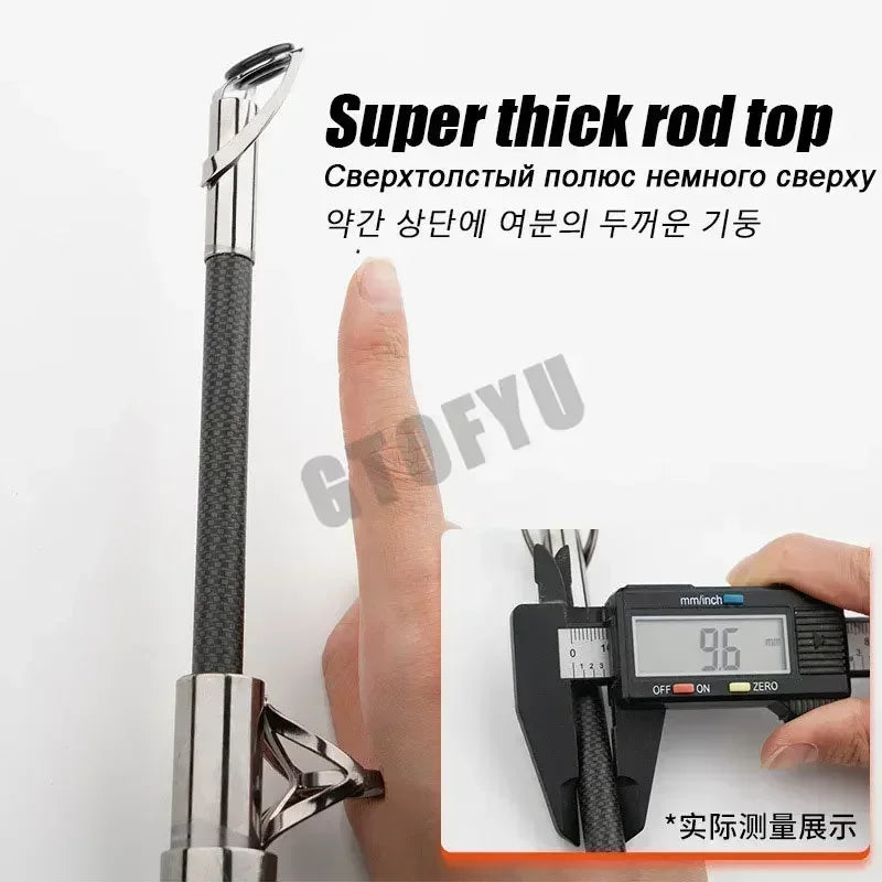 2.1M 2.4M Carbon Fishing Rod 50kg above Superhard Long Distance Throwing shot Rod Lure 50-800g Telescopic Sea Boat Fishing Rod