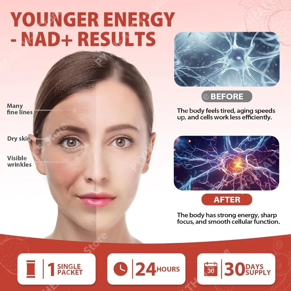 1000mg High-Potency NAD+ Liquid Supplement, with Resveratrol PQQ, Support Cellular Energy, Focus 30 PCS