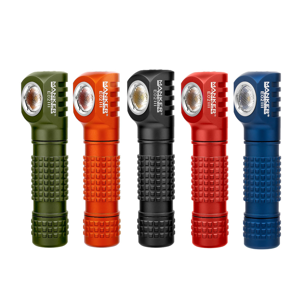 Mankerlight E02 III 560 Lumens Everyday Carry Angle Flashlight USB-C 10440 / AAA Flashlight with Reversable Clip, Magnet Base