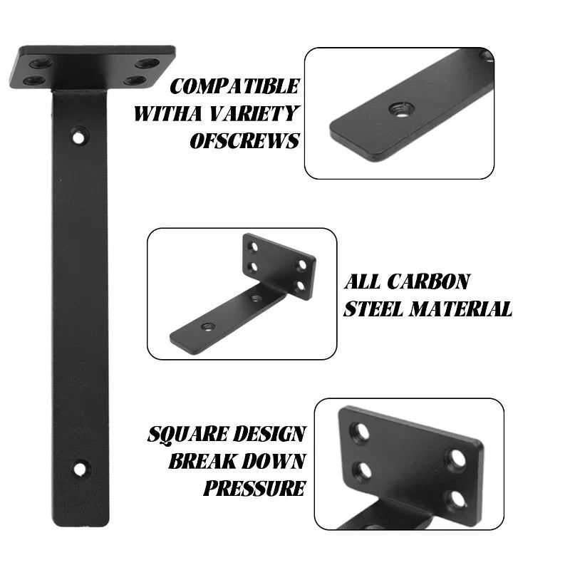 Thickened Floating Shelf Brackets Integrated Wall-Mounted Invisible L Bracke Rust-Resistant Heavy Duty Furniture Board Support