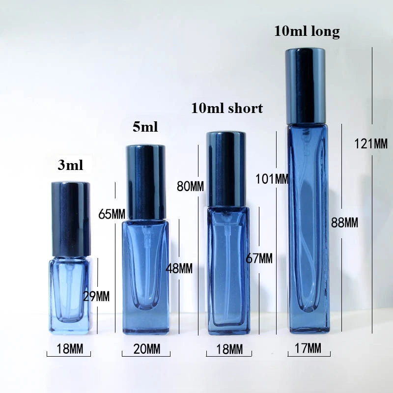 20pcs 3ml/5ml/10ml Square Empty Glass Perfume Spray Bottle Refillable Fragrance Fine Mist Atomizer Portable Liquid Containers