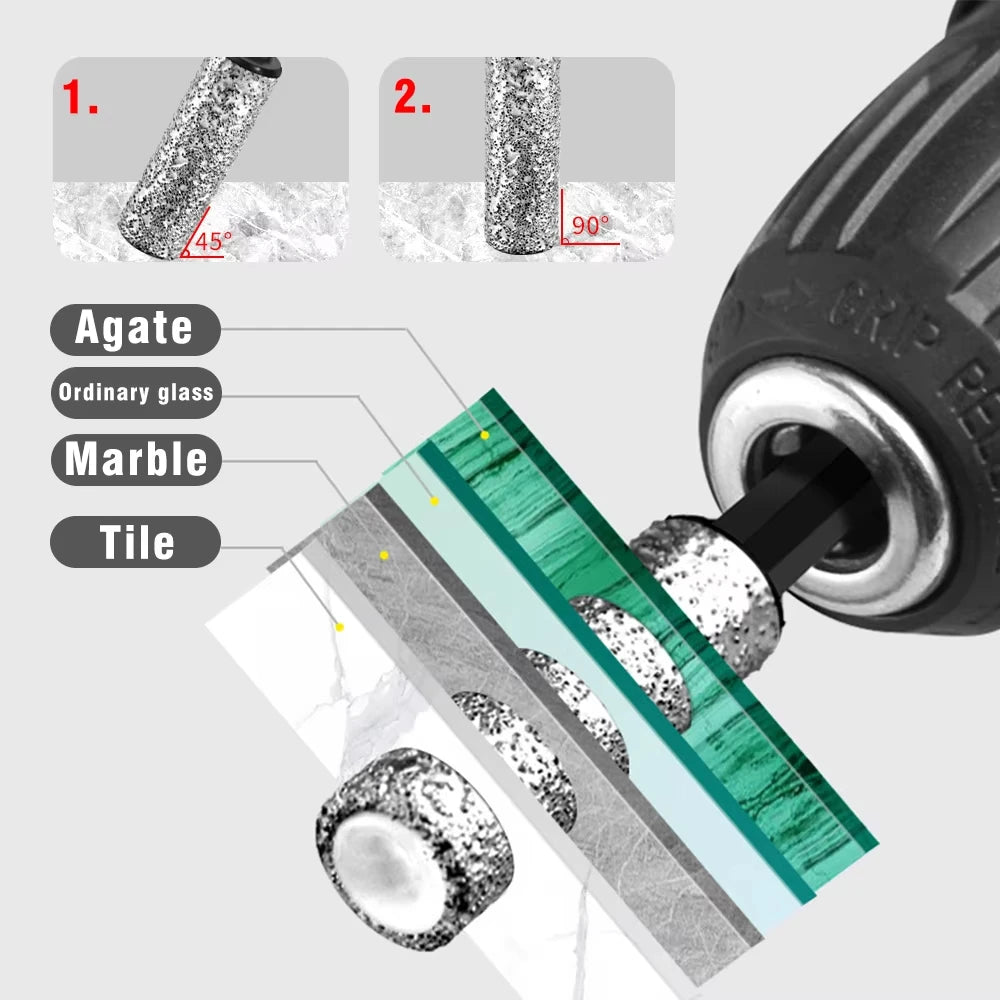 5Pcs 6-12mm Dry Drill M14 Thread Brazing Hole Saw Set For Drilling Holes Porcelain Tiles Marble Vitrified Tile Drill Bits Tools