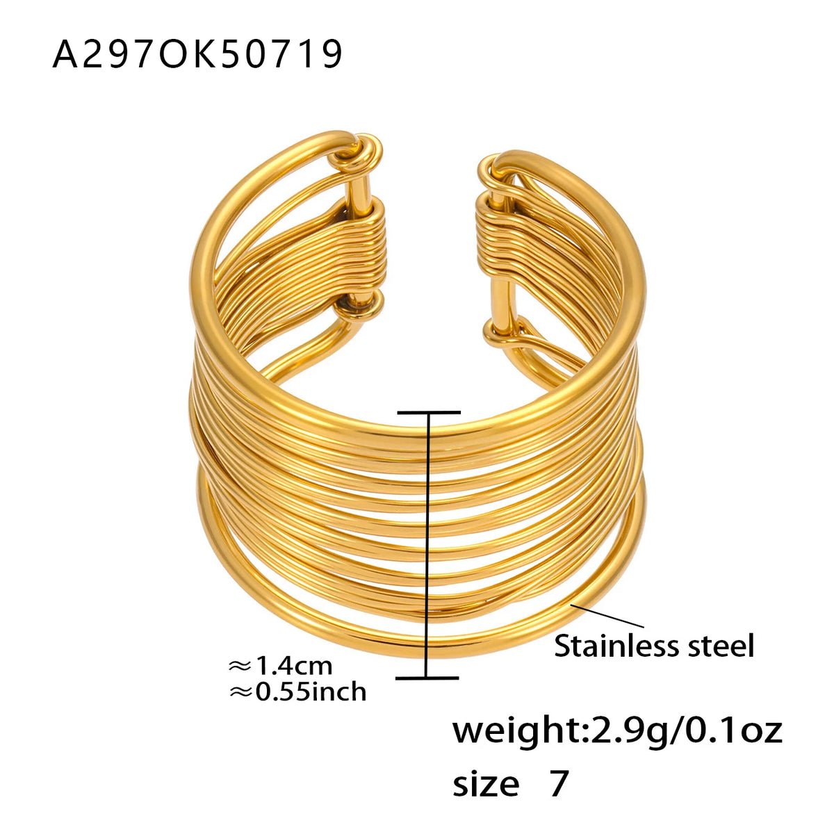 Multi-style Waterproof Gold Color Silver Chunky Ring Women's Geometric 316 Stainless Steel Ring Femme Finger Fashion Jewelry