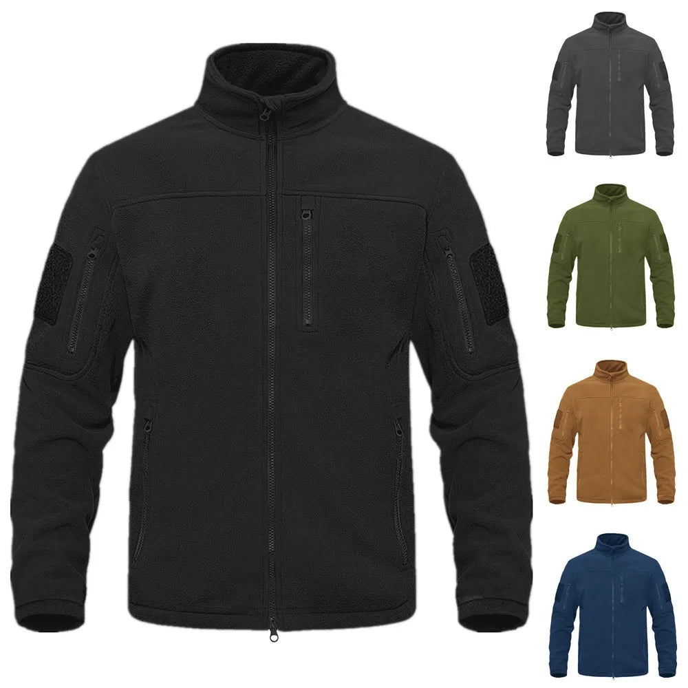 Hunting Autumn Winter Men's Stand Collar Fleece Coat Jacket Thermal Mid-Rise Jacket