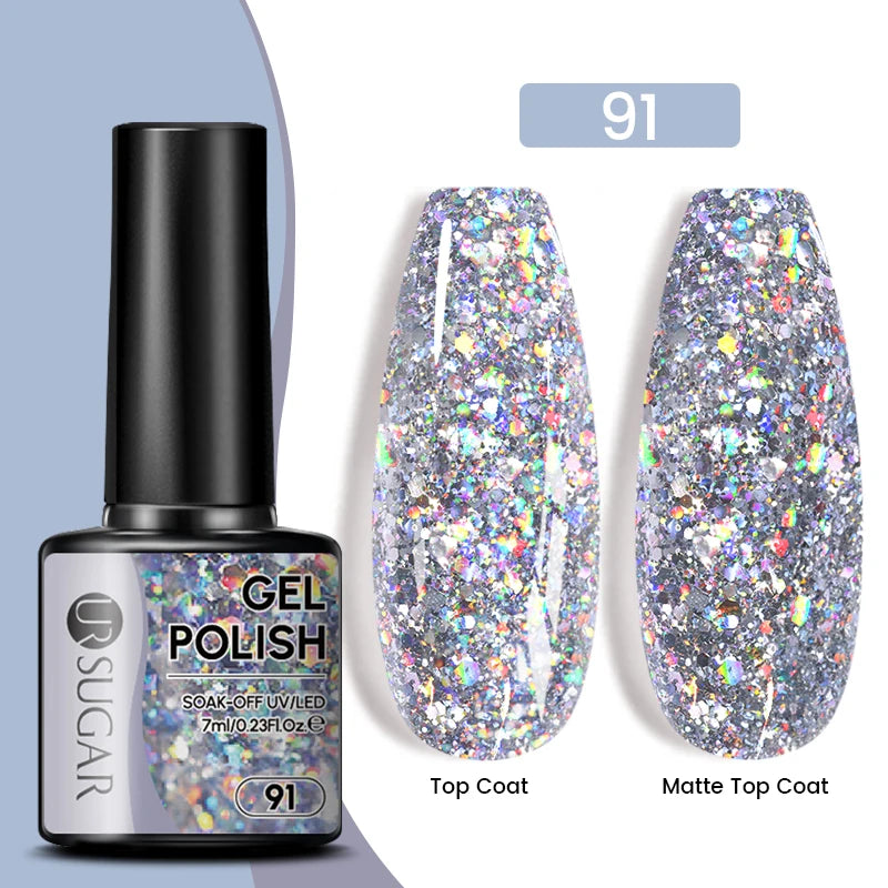 UR SUGAR 7.5ml Reflective Magnetic Gel Nail Polish Glitter Silver Pink Magnet Gel Soak Off UV LED Nail Manicure Varnish UV Gel