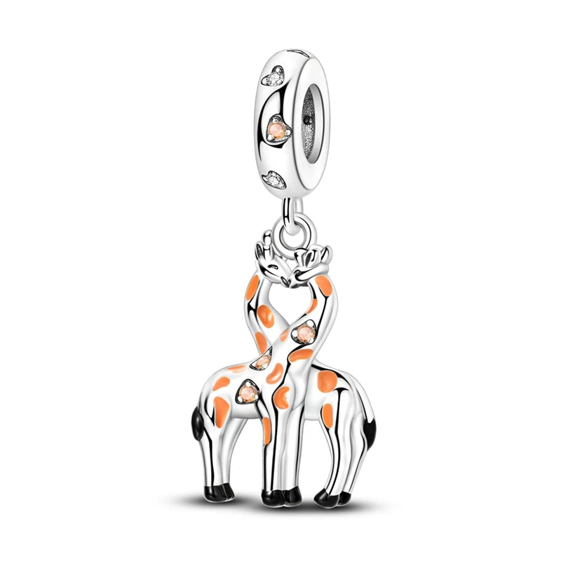 Beautiful 925 Sterling Silver Puppy Cat Swallow Raccoon Giraffe Animal Pendant Fit DIY Bracelet Necklace Package Jewelry Gifts