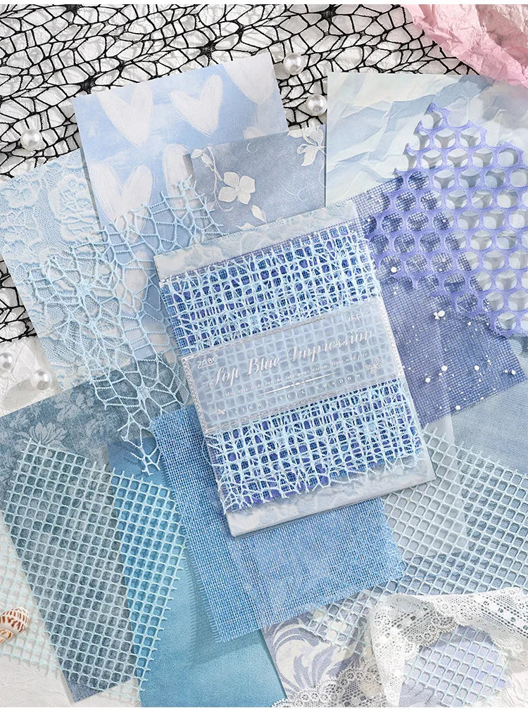 15 pcs Mesh Collage Material Pack, Mixed Texture Non-Stick Journal Papers, DIY Scrapbooking Supplies