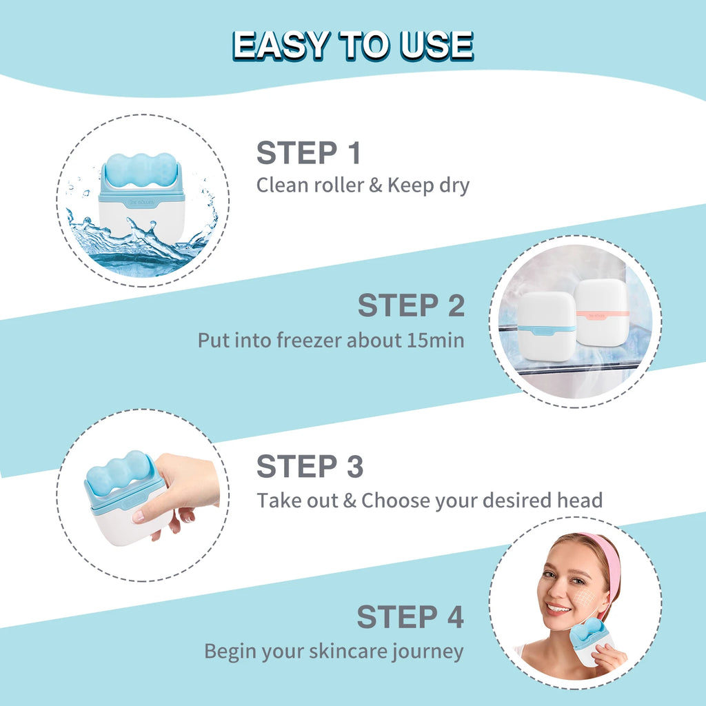 Hello Face Ice Roller S30 Facial Massage Reusable 2 Shape Heads Freezable Ice Massager Lifting Tools