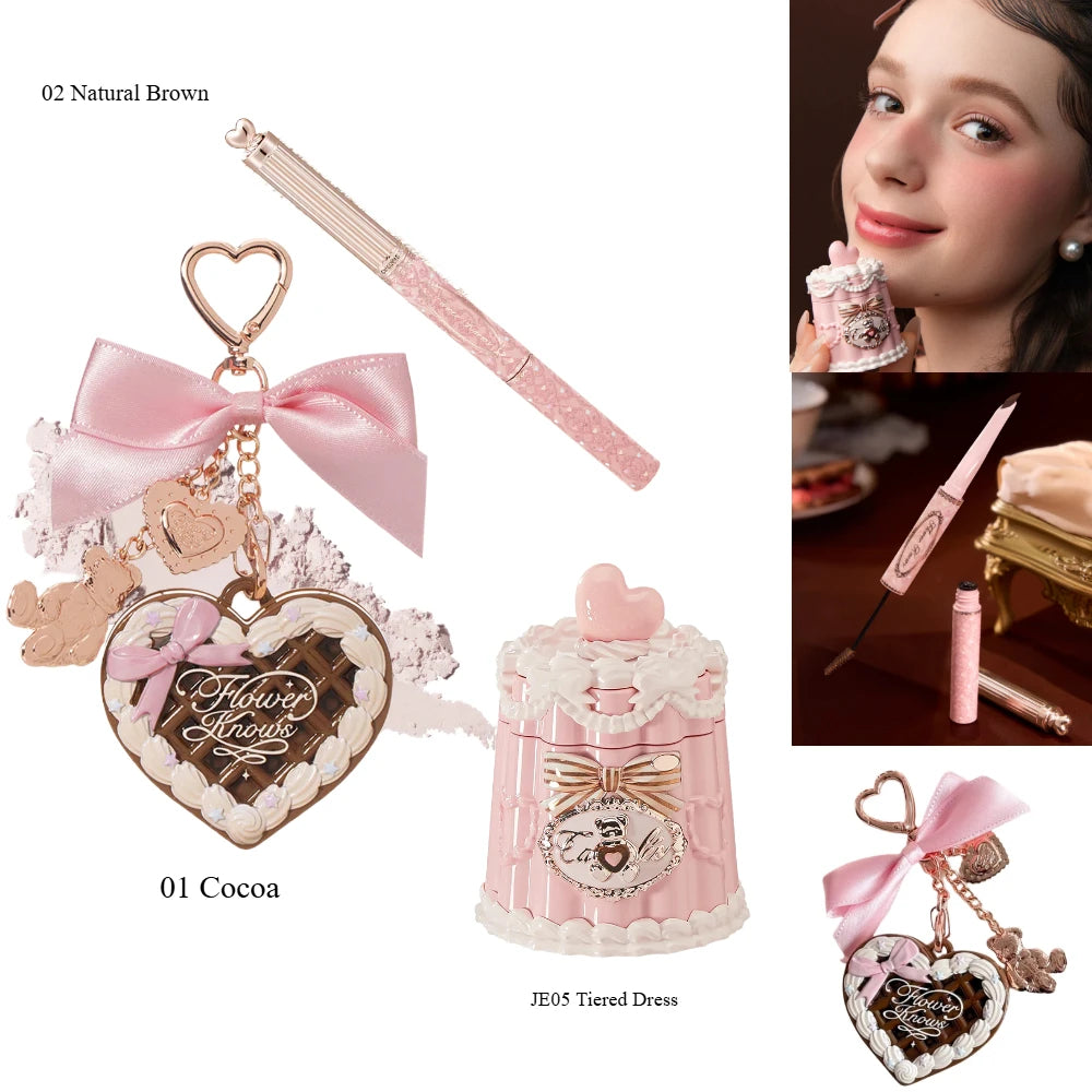 Flower Knows Sweetie Bear Lipstick Mini Setting Powder Eyebrow Set LongLasting Waterproof Smudge Proof