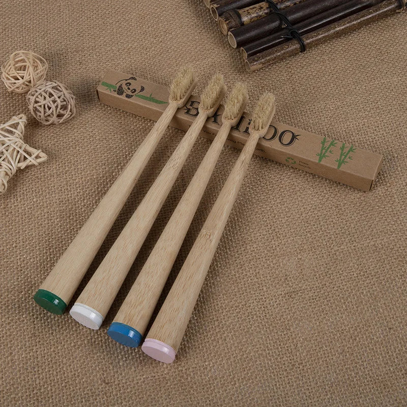 10 Pack Artificia Boar Bristles Natural Bamboo Toothbrush Eco-Friendly Stand Up Biodegradable Bamboo Toothbrush Medium Bristles